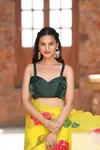 VK 4230 Yellow Colour Handwork Organza Printed Sarees Wholesale Price In Surat